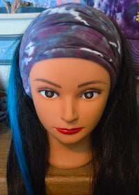 Purple/ dark blues -Stretchy thick headband/ neck gaiter 