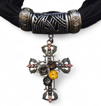 Image 1 of Necklace scarf-  Rosette Cross 
