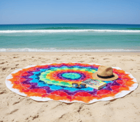 Image 1 of Round Tapestry - 16 point rainbow mandela 