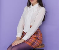 Image 4 of Ivory flower button bow blouse