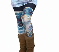 Thigh high Socks - blue vein geode