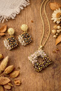 Image 2 of Autumn Glow Boho Crystal Jewelry Set – Handmade Gold & Earth Tones