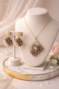 Image 3 of Autumn Glow Boho Crystal Jewelry Set – Handmade Gold & Earth Tones