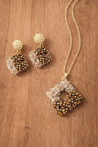 Image 4 of Autumn Glow Boho Crystal Jewelry Set – Handmade Gold & Earth Tones