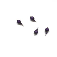 Image 5 of 4PC set Metallic Matte Purple painted glass bead charms/Antique Silver/Antique Bronze plated accents