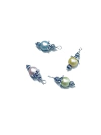 Image 5 of 4PC set PINK/YELLOW/BLUE/GREEN pastel painted glass bead charms