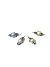 Image 1 of 4PC set PINK/YELLOW/BLUE/GREEN pastel painted glass bead charms