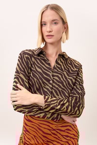 Image 1 of CAMICIA MILOS ZEBRA MARRONE