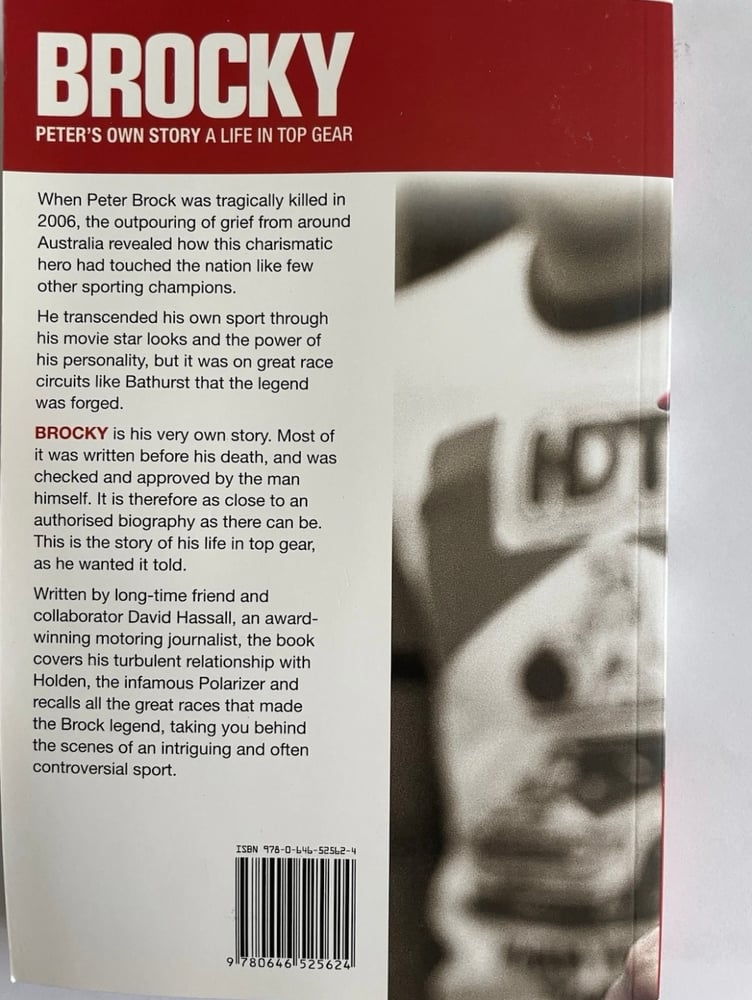 Image of BROCKY. Peter’s Own Story. A Life in Top Gear. Bathurst. Holden. By David Hassall. 