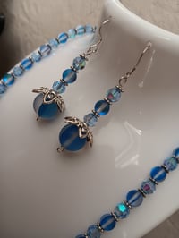 Image 5 of LARGE BLUE LABRADORITE PENDANT, MYSTIC AURA BEADS, PRECIOSA BEADS AND HEMATITE SPACERS 