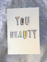 Image 1 of You Beauty Multicoloured Glitter Typeface Card