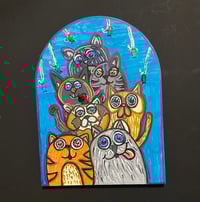 Image 1 of Cats love Fish mixed media painting 