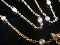 Image 2 of EDWARDIAN 15CT CULTUREd PEARL CROSS AND PEARL CHAIN NECKLACE 6G