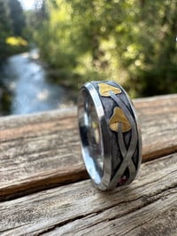 Golden caps stainless steel ring