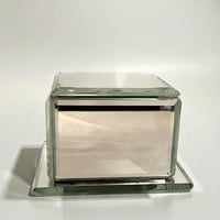 Image 10 of Boîte à bijoux en verre miroir Art Déco vintage avec tiroir des années 1940.