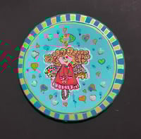 Image 1 of Mixed Media Angel Painting on Round Canvas