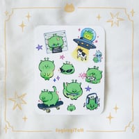 Image 1 of Alien Cat Mini Sticker Sheet