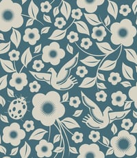 Image 2 of Folk Rock Wallpaper - Washed Denim