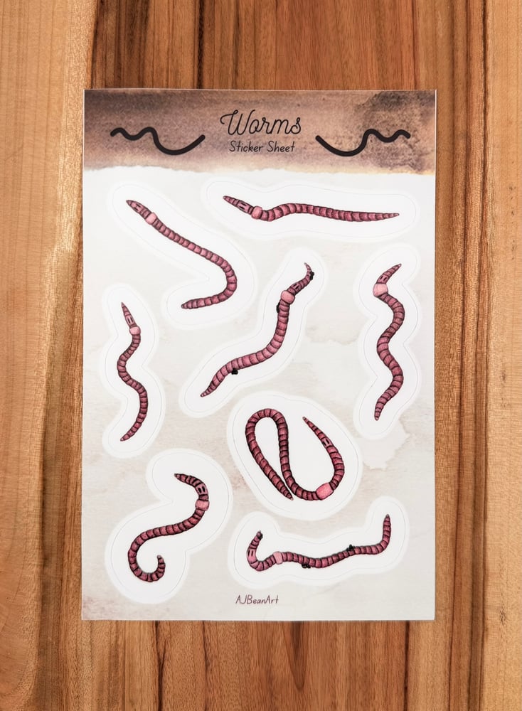 Image of Worms Vinyl Sticker Sheet