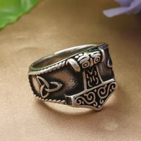 Image 7 of 👑The Armored Kingdom Thor’s Hammer Godforge Ring-Scratch Resistant-Exclusive-Rust Proof-Viking