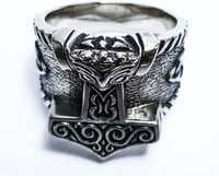 Image 4 of 👑The Armored Kingdom Thor’s Hammer Godforge Ring-Scratch Resistant-Exclusive-Rust Proof-Viking