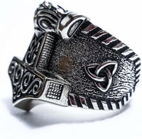 Image 5 of 👑The Armored Kingdom Thor’s Hammer Godforge Ring-Scratch Resistant-Exclusive-Rust Proof-Viking