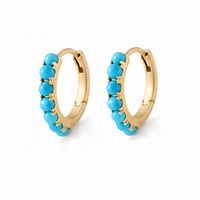 Image 1 of Baby Turquoise Huggie Hoop Earring