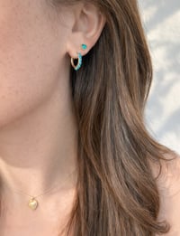 Image 3 of Baby Turquoise Huggie Hoop Earring
