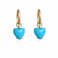 Image 1 of Soft Orbit Turquoise Heart Drop Huggies