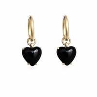 Image 1 of Soft Orbit Black Onyx Heart Drop Huggies