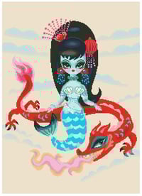 Image 2 of Baby Mermaid with Dragon Full Size Diamond Painting by Miss Fluff