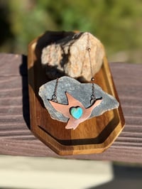 Image 1 of Goose In flight Turquoise heart stone necklace 