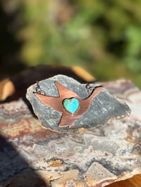 Image 2 of Goose In flight Turquoise heart stone necklace 