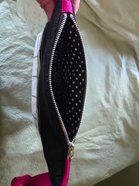 Image 2 of Padded Linen Zippy Bag in Black & White 
