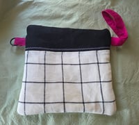 Image 1 of Padded Linen Zippy Bag in Black & White 