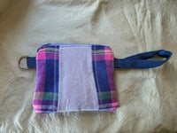 Image 3 of Linen Padded Zippy Bag- Blue Plaid