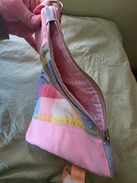 Image 2 of Linen Padded Zippy Bag in Pink Plaid