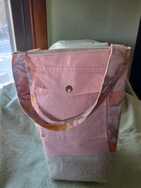 Image 2 of Linen Small Tote Bag in Peachy Patchwork 