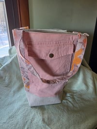 Image 4 of Linen Small Tote Bag in Peachy Patchwork 