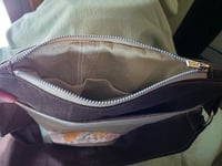 Image 4 of Linen Medium Zippered Purse in Brown Patchwork 