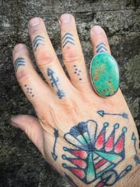Image 6 of WL&A Handmade Heavy Ingot Ring XL Royston Green Turquoise - Size 8