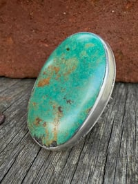 Image 3 of WL&A Handmade Heavy Ingot Ring XL Royston Green Turquoise - Size 8
