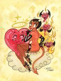 Mistress of Hearts Original Watercolor Painting
