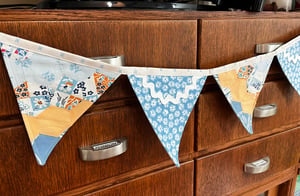 Image of Vintage Blue Patchwork Bunting