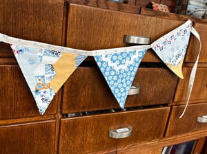 Image of Vintage Blue Patchwork Bunting