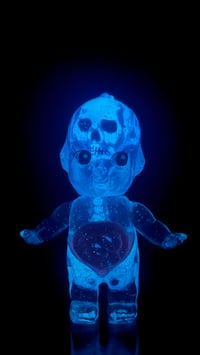 Image 2 of X-Ray Kewpie Purple Skull and Skeleton Glow in the Dark 3 inch Double Cast Resin Figure
