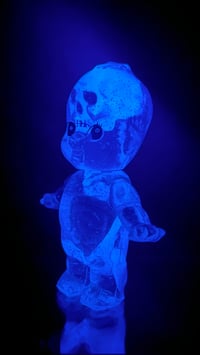 Image 4 of X-Ray Kewpie Purple Skull and Skeleton Glow in the Dark 3 inch Double Cast Resin Figure