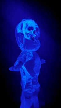 Image 6 of X-Ray Kewpie Purple Skull and Skeleton Glow in the Dark 3 inch Double Cast Resin Figure