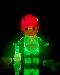 Image 3 of Valentines Day Love Potion Double Cast Kewpie Resin Figure Green and Red Glow in the Dark Skeleton