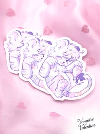 Image 1 of Oekaki Internet Rainbow Tiger | Pixel Art Sparkle Cat 3 Inch Art on Waterproof Vinyl